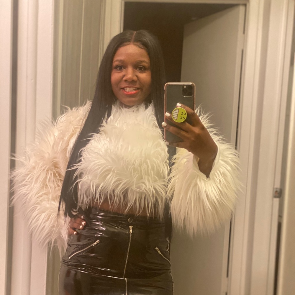 Fur white crop top